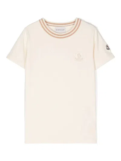 Moncler Kids' White T-shirt With Embroidered Logo