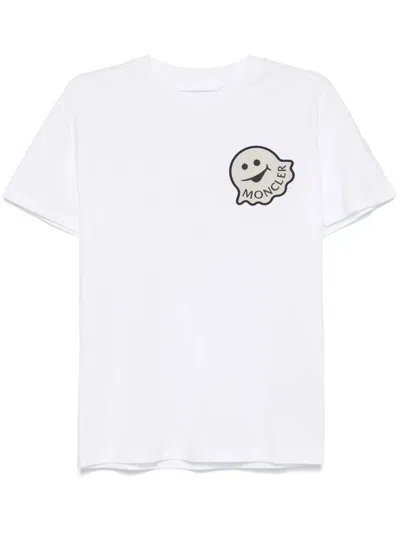 Moncler White T-shirt With Ghost And Logo