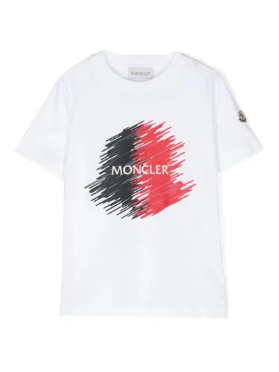 Moncler Kids' White T-shirt With Logo Motif