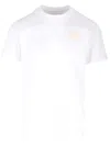 MONCLER WHITE T-SHIRT WITH LOGO PATCH