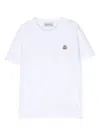 MONCLER WHITE T-SHIRT WITH LOGO PATCH