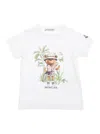 Moncler White T-shirt With Maxi Logo Print On The Front And Button Closure On The Sleeve In Cotton Stretch B In White