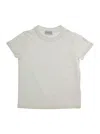 Moncler White T-shirt With Round Neck And Logo Patch On The Sleeve In Cotton Girl In Neutral