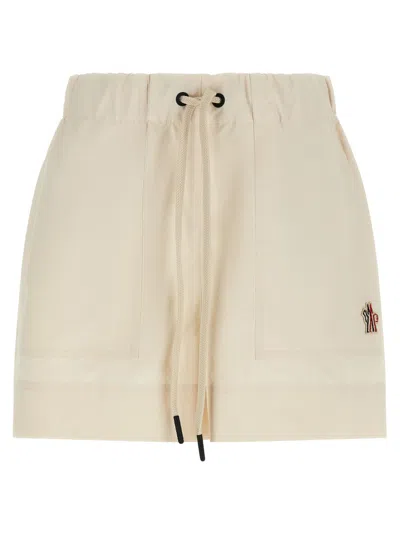Moncler White Technical Froiss Shorts In Brown