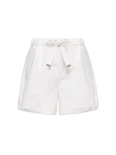 Moncler White Cotton Polyester Shorts