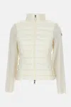 Moncler Quilted Knit-panel Jacket In White