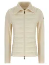 Moncler White Two-material Cardigan In Neutral