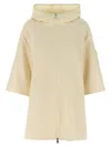 Moncler Two-material Cape With Padded Quilted Hood In White
