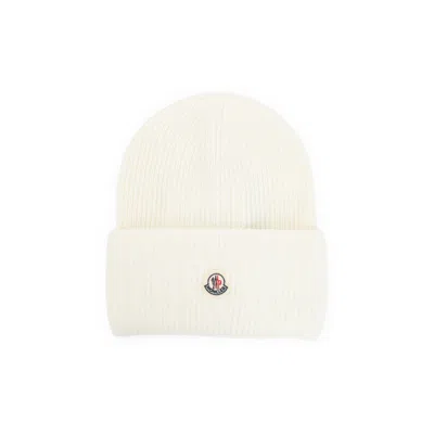 Moncler White Virgin Wool Hat In Neutral