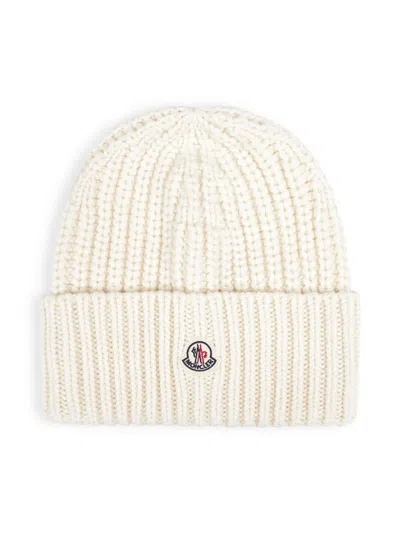 Moncler White Wool And Cashmere Beanie In Multi