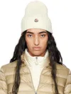 Moncler White Wool Beanie In 030 Pearl White