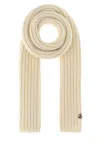 Moncler Off White Wool Knit Scarf In Neutral