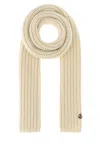 Moncler Off White Wool Knit Scarf In Neutral