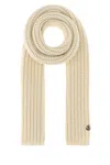 Moncler Off White Wool Knit Scarf In Neutral