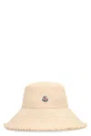 Moncler Logo-patch Woven Bucket Hat In Panna
