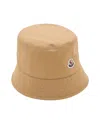 Moncler Wide-brimmed Bucket Hat With Logo Detail In Brown