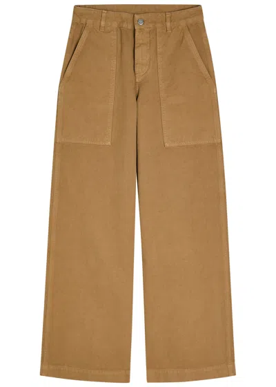 Moncler Wide-leg Canvas Trousers In Nude