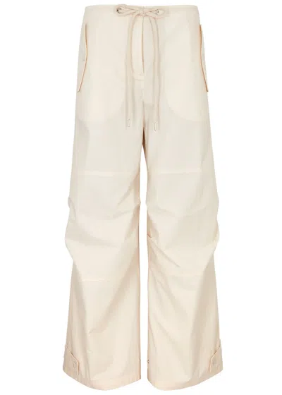 Moncler Wide-leg Cotton Trousers In Ivory