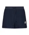 Moncler Logo-patch Tweed Shorts In Blue