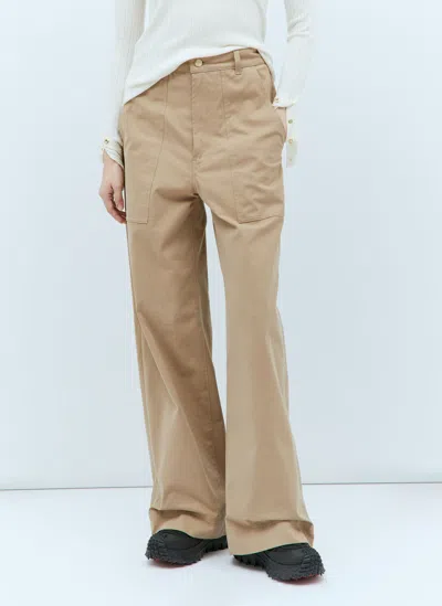 Moncler Cotton Blend Gabardine Pants In Beige