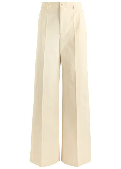Moncler Wide-leg Twill Trousers In Beige