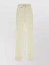 Moncler Wide Leg Wool Trousers Pleated Front In Neutral