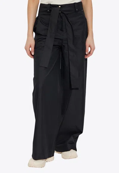 Moncler Wide-leg Belted Pants In Black