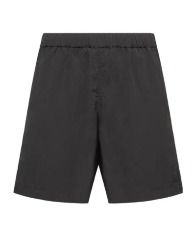 Moncler Wide-leg Swim Trunks In Black