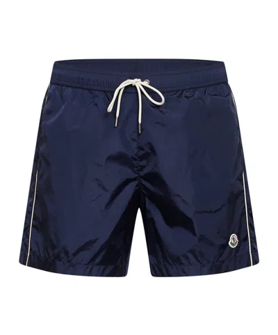Moncler Wide-leg Swim Trunks In Blue