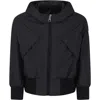 Moncler Windbreaker For Girl With Logo In Black