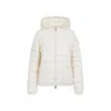 Moncler White Down Jacket In Beige