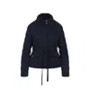 Moncler Quilted High Collar Jacket With Button Accents In Blue