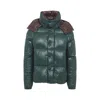 Moncler Parana Glossy Hooded Short Down Jacket Clothing In Green