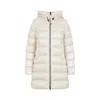 Moncler Long Quilted Parka With Hood And Pockets In White