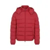 Moncler Quilted Down Jacket With Detachable Hood In Red