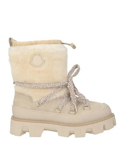 Moncler Woman Ankle Boots Beige Size 8.5 Leather In Neutral