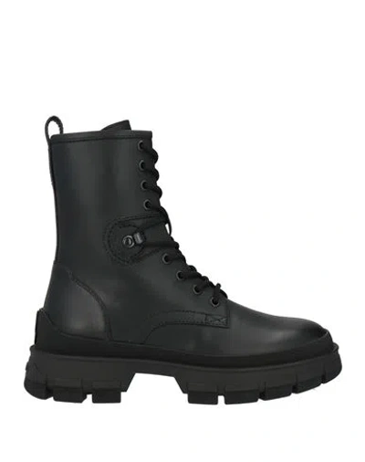 Moncler Woman Ankle Boots Black Size 10 Leather