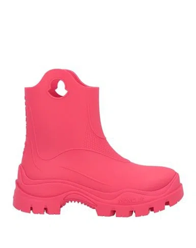 Moncler Woman Ankle Boots Fuchsia Size 6 Rubber In Pink