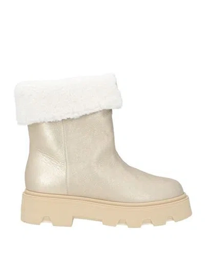 Moncler Woman Ankle Boots Platinum Size 8.5 Sheepskin In Multi