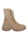 Moncler Resile Trek Faux Fur-trimmed Suede Ankle Boots In Beige