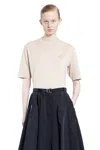 Moncler T-shirt In Cotone Con Patch Logo In Beige