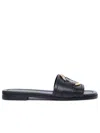 MONCLER MONCLER WOMAN MONCLER 'BELL' BLACK LEATHER SLIPPERS