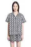Moncler Chemise À Manches Courtes En Coton À Imprimé Géométrique In Black&white