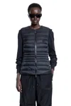 Moncler Knitted Sleeves Zip-up Jacket In Black