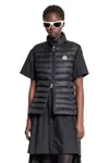 Moncler Quilted Black Vest With High Collar And Fitted Silhouette In Black