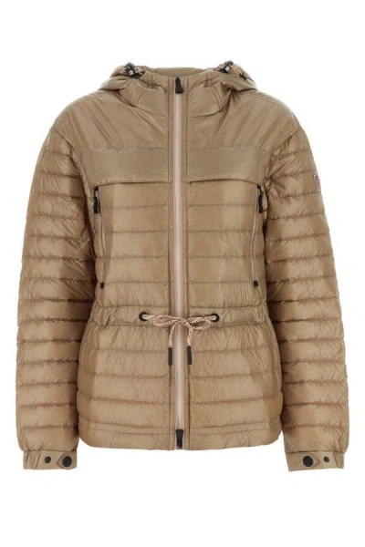 Moncler Camel Nylon Eibing Down Jacket In Brown