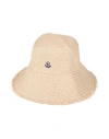 Moncler Logo-patch Woven Bucket Hat In Beige