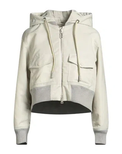 Moncler Woman Jacket Light Grey Size 3 Polyamide In Gray