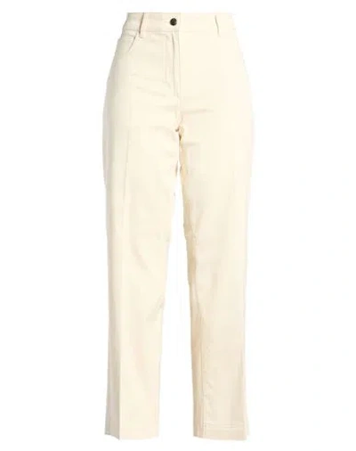 Moncler Woman Jeans Ivory Size 12 Cotton, Elastane In Neutral