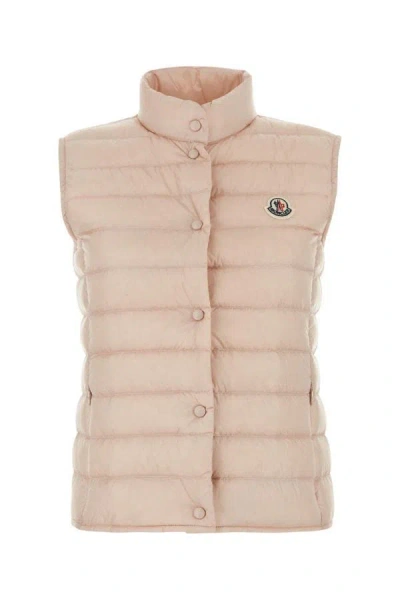 Moncler Liane Logo Patch Down Gilet In Pink